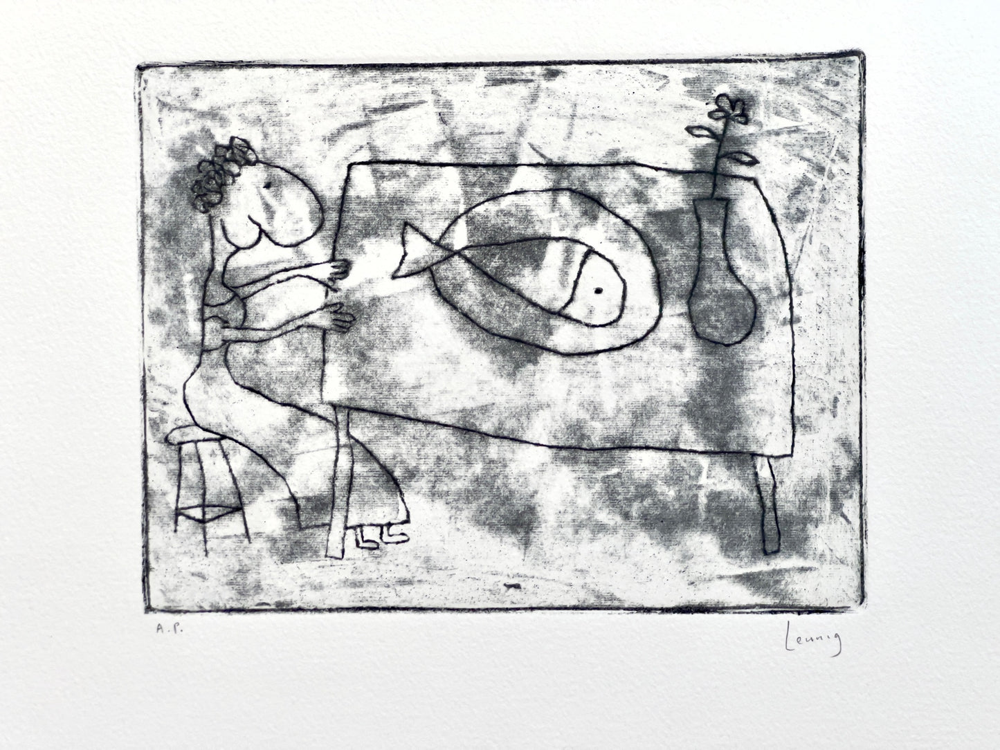 Michael Leunig 'Untitled' - (Fish, table) image 0