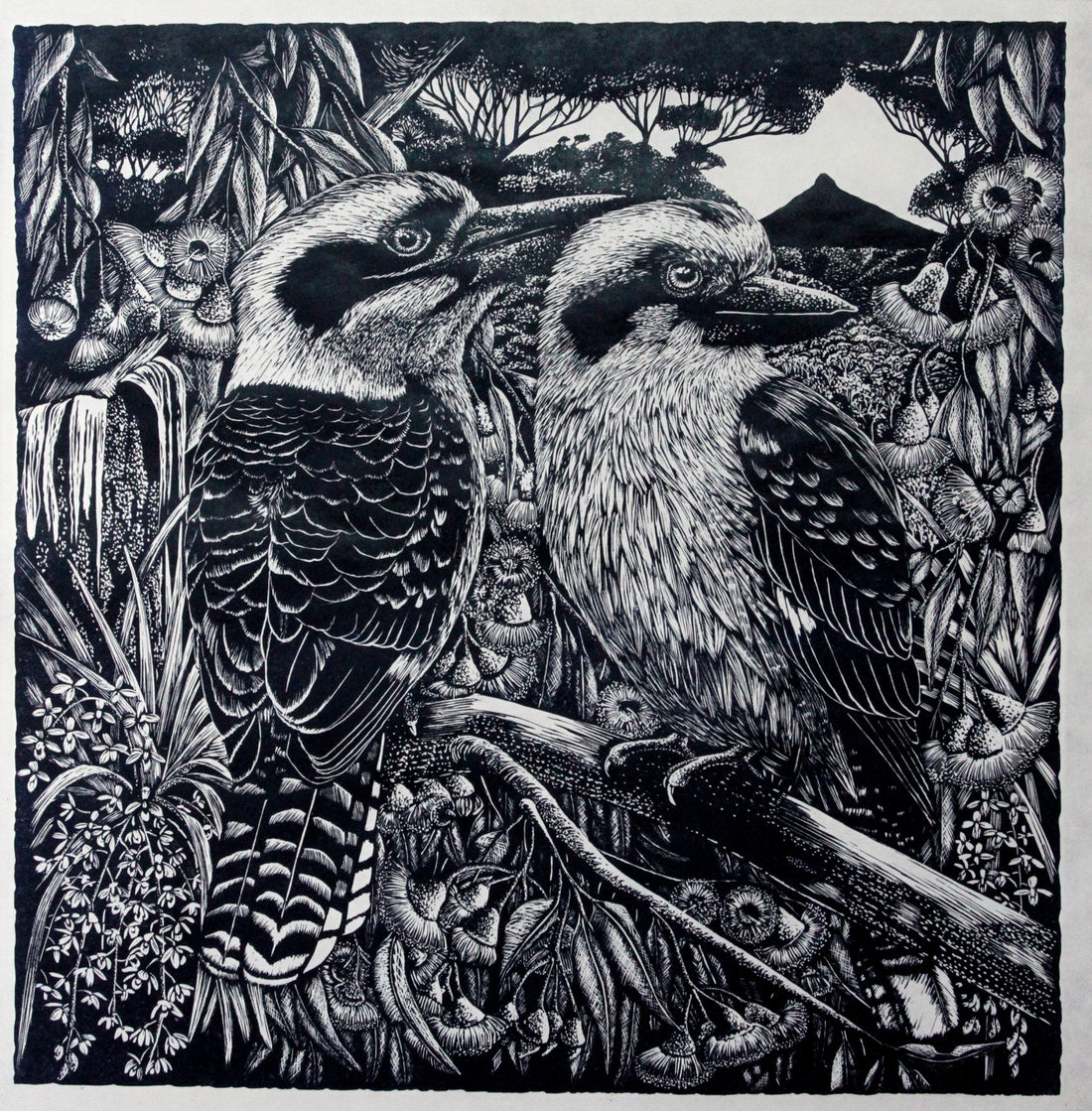 Peta West, At Dawn and Dusk, Linocut, 2023, 60 x 60cm