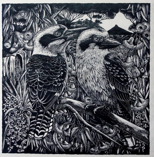 Peta West, At Dawn and Dusk, Linocut, 2023, 60 x 60cm