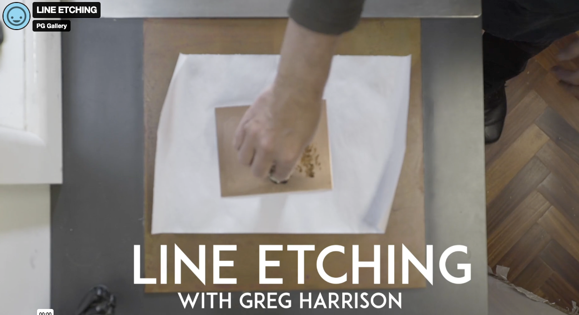 Load video: Learn how to make a line etching. Process Printmaking videos with master printmaker Greg Harrison, brought to you by PG Gallery, Melbourne, specialising in Fine Art Printmaking since 1975. Video by Rick Mereki. Funded by Creative Victoria.