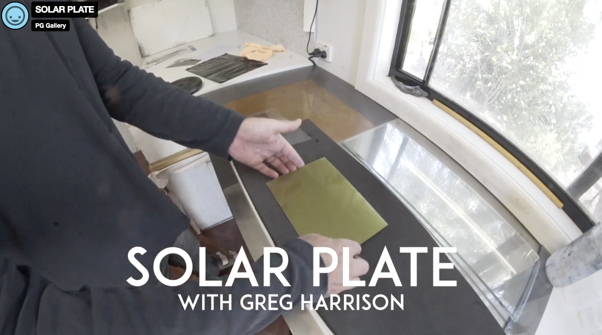Load video: Learn how to make a solar plate. Process Printmaking videos with master printmaker Greg Harrison, brought to you by PG Gallery, Melbourne, specialising in Fine Art Printmaking since 1975. Video by Rick Mereki. Funded by Creative Victoria.
