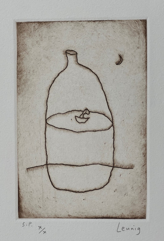 Michael Leunig 'Untitled' - (man in boat, in bottle) image 0