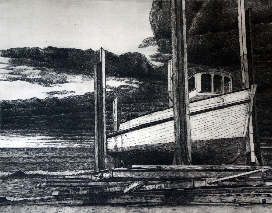 joel-wolter-The-Waiting-Ship_Etching_2013
